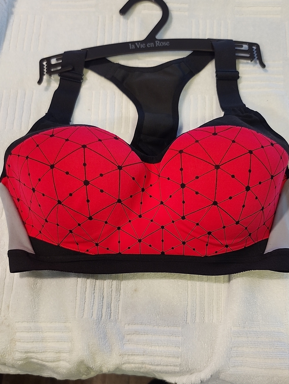Victoria's Secret Pink and Black Geometric Racerback Sports Bra